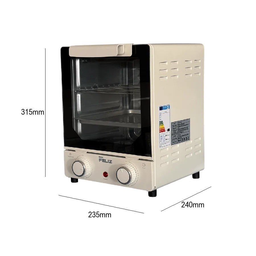 15L Compact Vertical Oven with Transparent Glass Door, Adjustable Temperature Control, 60 Minute Timer, 235X24