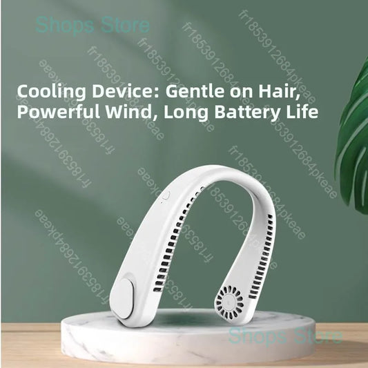 Portable Wireless Leafless Neck Fan USB Rechargeable Quiet Powerful Fan for Outdoor Travel Camping