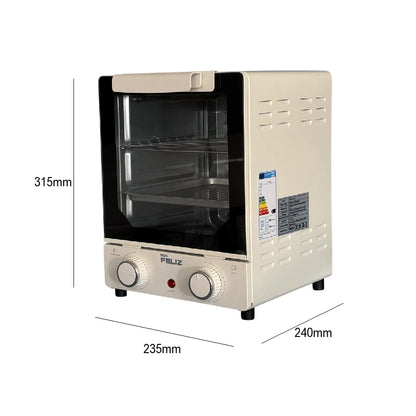 15L Compact Vertical Oven with Transparent Glass Door, Adjustable Temperature Control, 60 Minute Timer, 235X24