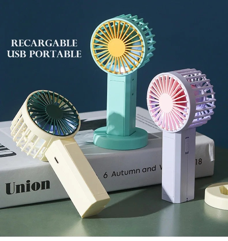 Mini Handheld Fans with Lithium Battery, USB Powered Personal Fan, Small Fan with Night Light. Portable Fan Mini Portable Air Conditioner