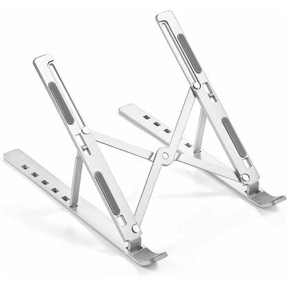 Foldable aluminum laptop stand, adjustable height tabletop laptop stand, laptop stand for desk compatible with macbook air pro, asus hp surface lenovo 5-15.6", aluminum stand pc, tablet, silver color