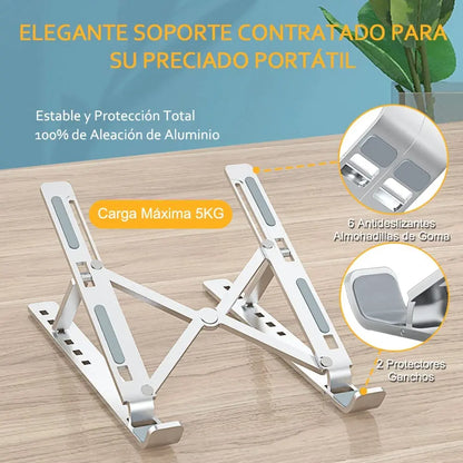 Foldable aluminum laptop stand, adjustable height tabletop laptop stand, laptop stand for desk compatible with macbook air pro, asus hp surface lenovo 5-15.6", aluminum stand pc, tablet, silver color