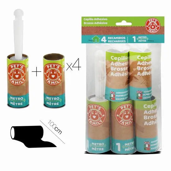 COTTECOT Pet Hair Removal Roller + 4 1 M Manual Remover Sticky Dust Remover Garment Dust Removal Hair Remover Single Hand Hair Remover Car Seats lint remover for dogs and cats Ref. 51105