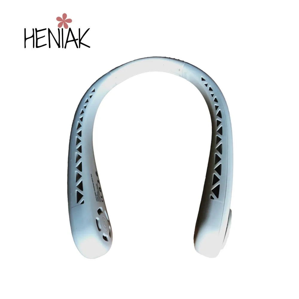 Portable Bladeless Neck Fan - 2 Units, 3 Adjustable Speeds, 1800mAh Battery, Lightweight 220g for Sports, Work, Indoor and Outdoor Use, USB Rechargeable, Ideal for Vacation and Beach, White.