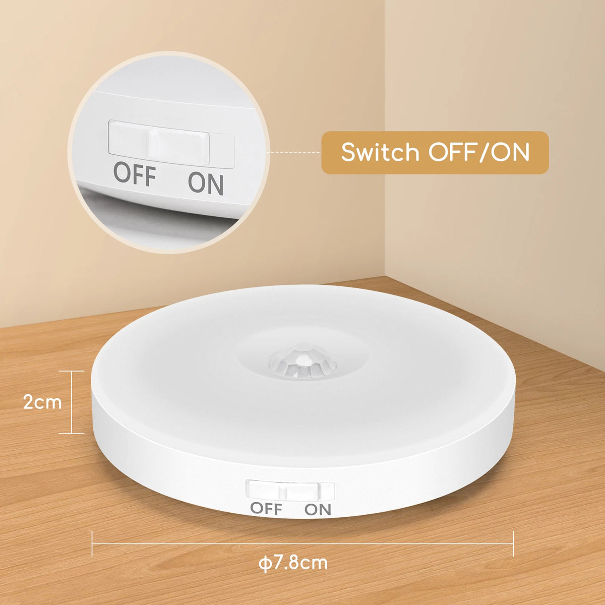 Aigostar 4 Piezas 3000K Luz Nocturna Magnética LED con Sensor de Movimiento, Luz Armario Adhesiva USB Recargable, 0.5W Luz Noche para Habitación, Pasillo, Cocina, Escaleras, Baño