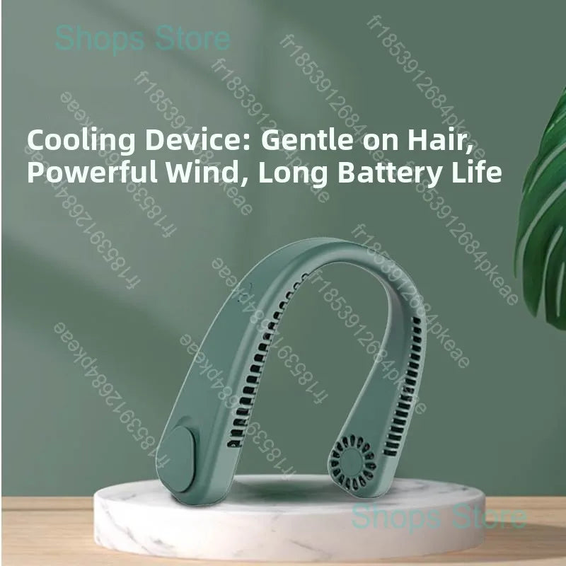 Portable Wireless Leafless Neck Fan USB Rechargeable Quiet Powerful Fan for Outdoor Travel Camping