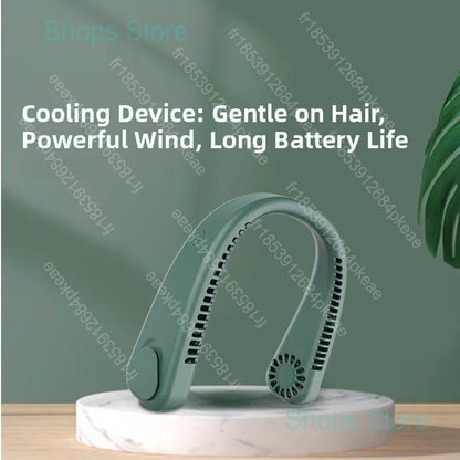 Portable Wireless Leafless Neck Fan USB Rechargeable Quiet Powerful Fan for Outdoor Travel Camping