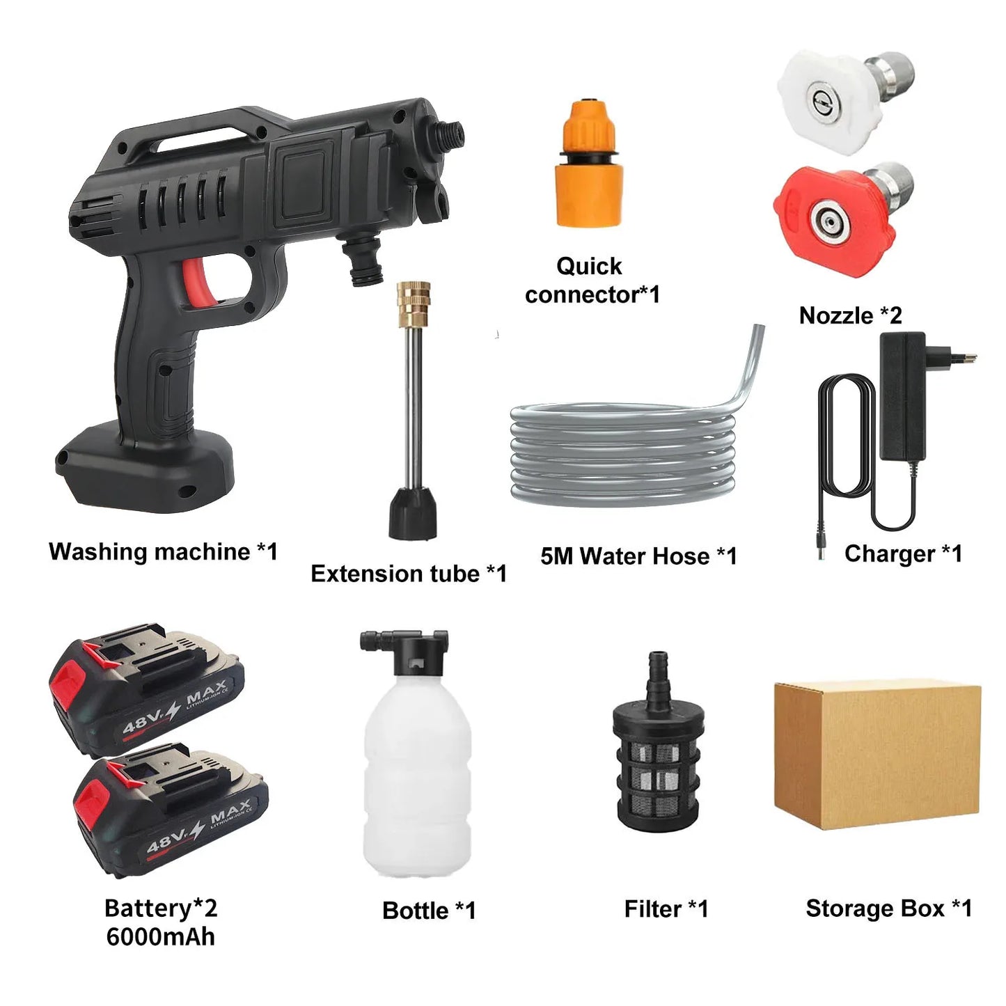 100Bar High Pressure Spray Car Washer Gun Cordless Rechargeable Washing Gun Powerful Car Cleaning Machine for Makita Battery Pin