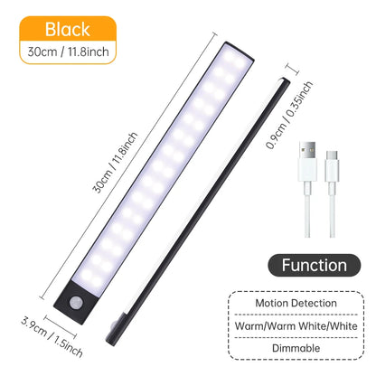Luz LED nocturna inalámbrica con Sensor de movimiento, lámpara de noche recargable por USB para armario, lámpara de fondo para Cocina