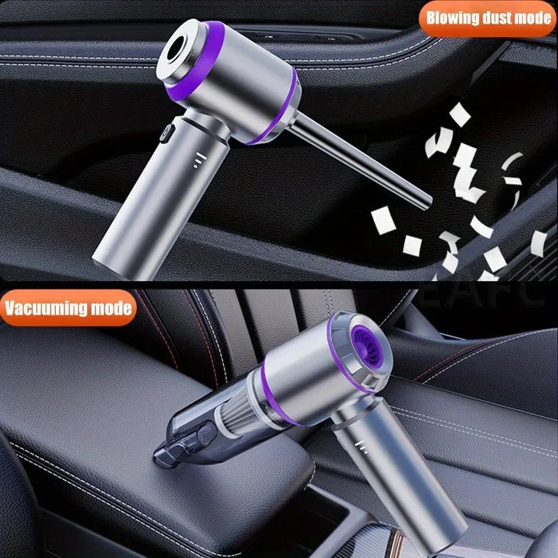Upgraded Car Vacuum CleanerPowerful 6000mAh Wet/Dry Suction 70dB Low Noise Type-C Charging for Home/Car Cleaning Portable Blower