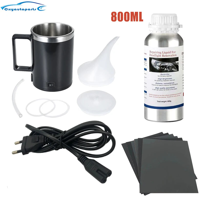 Car Headlight Chemical Polishing Kit 800ML Headlights Liquid Polymer Repair Fluid Scratch Remover Car Headlight Restoration Kit