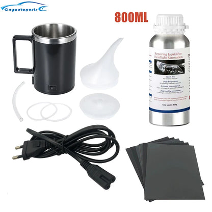 Car Headlight Chemical Polishing Kit 800ML Headlights Liquid Polymer Repair Fluid Scratch Remover Car Headlight Restoration Kit