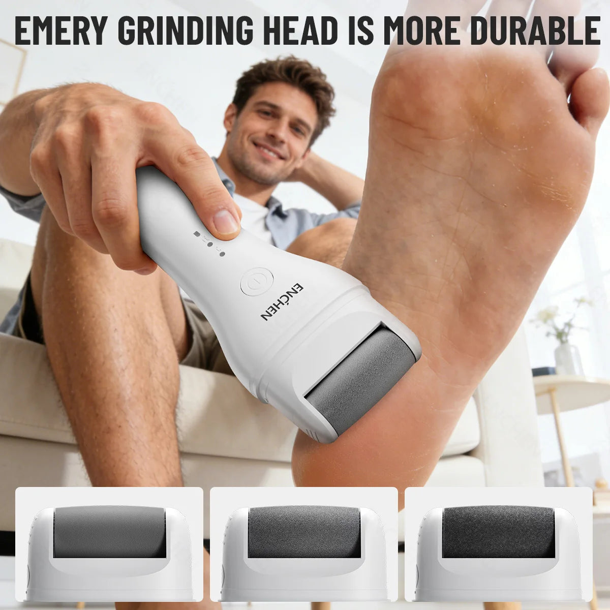 ENCHEN Rock Removedor Eléctrico de Callos para Pies Recargable IPX6 Impermeable 2 Velocidades Carga USB 1 Cabezal Lijador