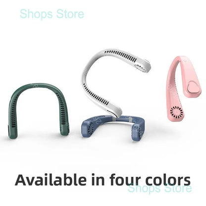 Portable Wireless Leafless Neck Fan USB Rechargeable Quiet Powerful Fan for Outdoor Travel Camping
