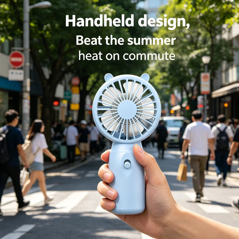 Handheld Mini Fan, Portable Summer Fan, Battery-Powered Pocket Fan, Air Cooling Effect, Mini Cooling Fan with Silent Design, Ideal for Travel, Camping, and Outdoor Activities. (15X7Cm, Random Color)