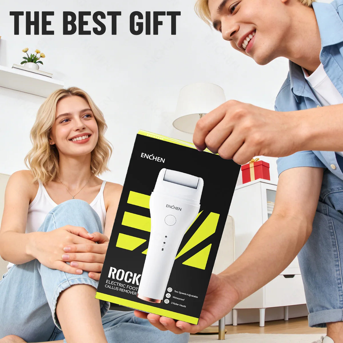 ENCHEN Rock Removedor Eléctrico de Callos para Pies Recargable IPX6 Impermeable 2 Velocidades Carga USB 1 Cabezal Lijador
