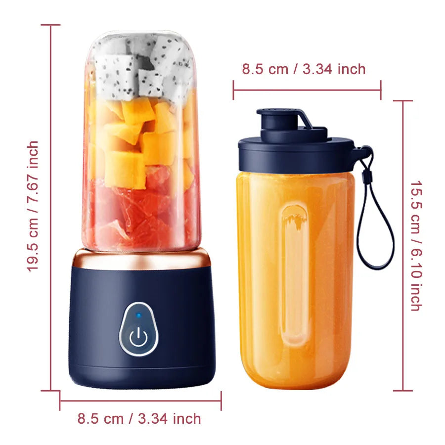 Licuadora portátil de 400 ml, licuadora para batidos con vaso, 6 cuchillas, mini licuadora para batidos, jugos y smoothies
