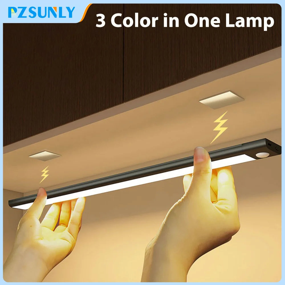 Luz LED nocturna inalámbrica con Sensor de movimiento, lámpara de noche recargable por USB para armario, lámpara de fondo para Cocina