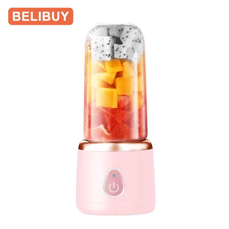 Licuadora portátil de 400 ml, licuadora para batidos con vaso, 6 cuchillas, mini licuadora para batidos, jugos y smoothies