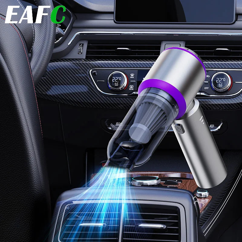 Aspiradora de coche mejorada, potente succión húmeda/seca de 6000mAh, 70dB, carga tipo C de poco ruido para limpieza del hogar/coche, soplador portátil