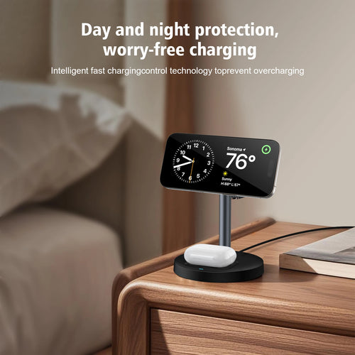 argador inalámbrico, de Carga rápida 3 en 1 de 15 W con Chip Inteligente, Base magnética Adecuada para iPhone, Soporte de Carga rápida inalámbrico Compatible con AirPods, para Reloj
