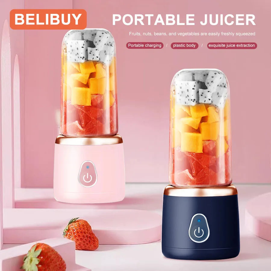Licuadora portátil de 400 ml, licuadora para batidos con vaso, 6 cuchillas, mini licuadora para batidos, jugos y smoothies