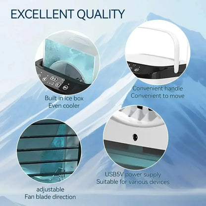 2026 NEW Rechargeable Personal Mini Air Cooler 900ml Tank 3-Speed Evaporative Desk Fan 7-Color Night Light Humidifier for Bedroom Travel