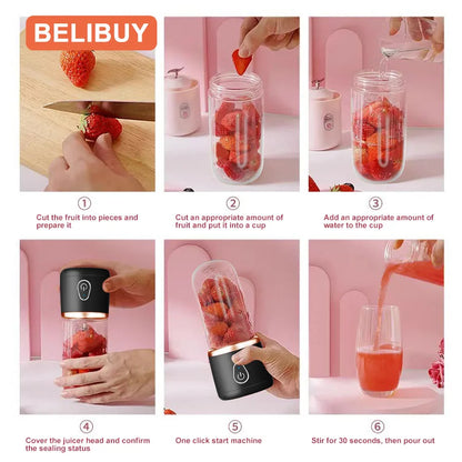 Licuadora portátil de 400 ml, licuadora para batidos con vaso, 6 cuchillas, mini licuadora para batidos, jugos y smoothies