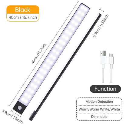 Luz LED nocturna inalámbrica con Sensor de movimiento, lámpara de noche recargable por USB para armario, lámpara de fondo para Cocina