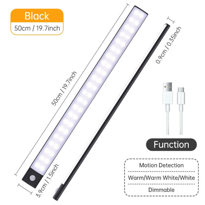 Luz LED nocturna inalámbrica con Sensor de movimiento, lámpara de noche recargable por USB para armario, lámpara de fondo para Cocina