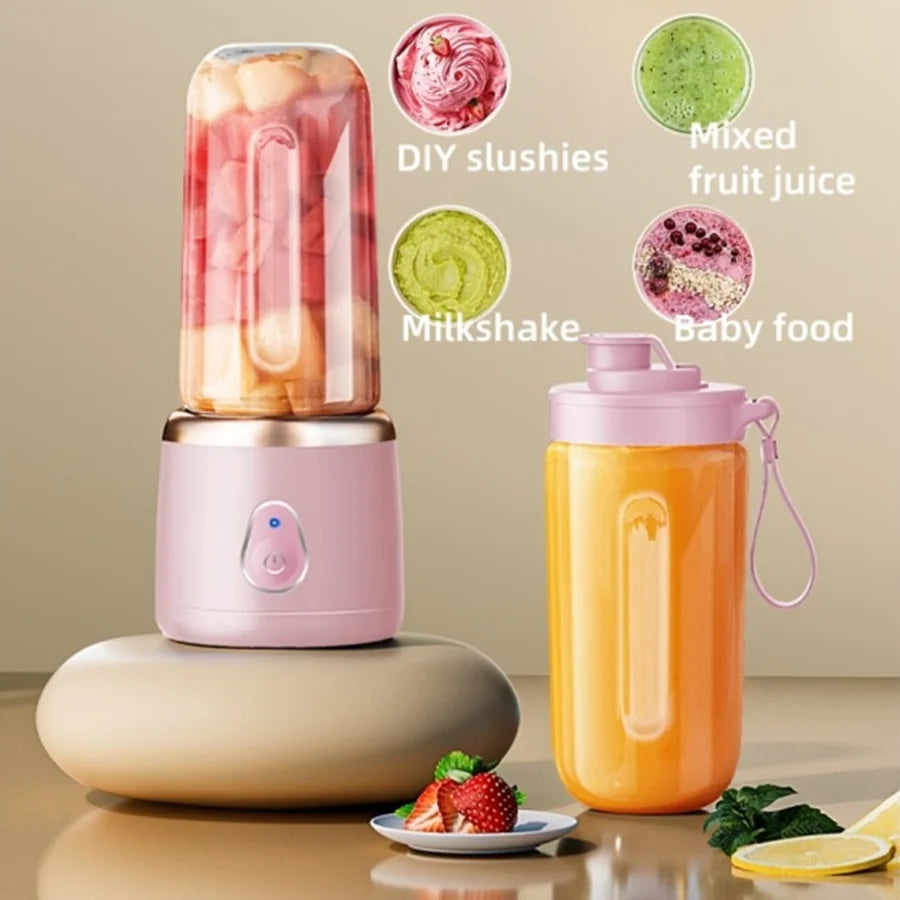 Licuadora portátil de 400 ml, licuadora para batidos con vaso, 6 cuchillas, mini licuadora para batidos, jugos y smoothies